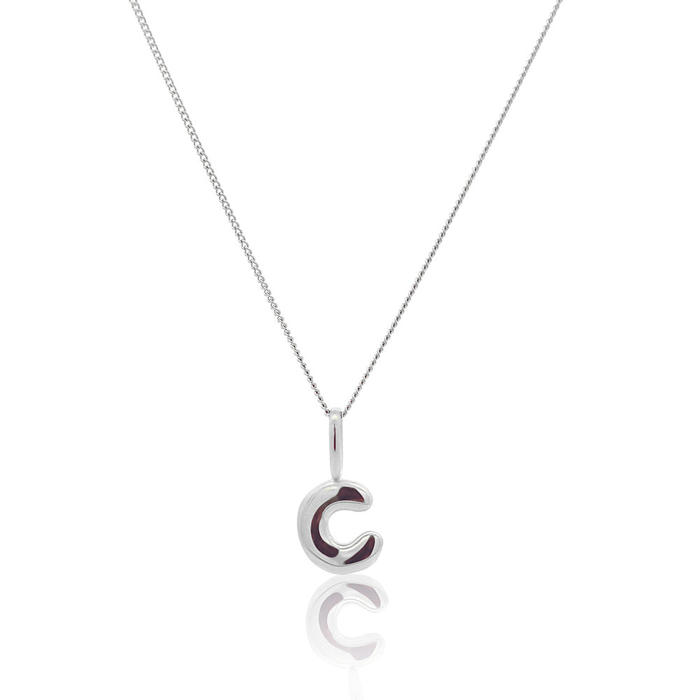 Initial Necklace Bubble Silver