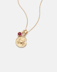 Cancer Coin Necklace With Your Birthstone Gold