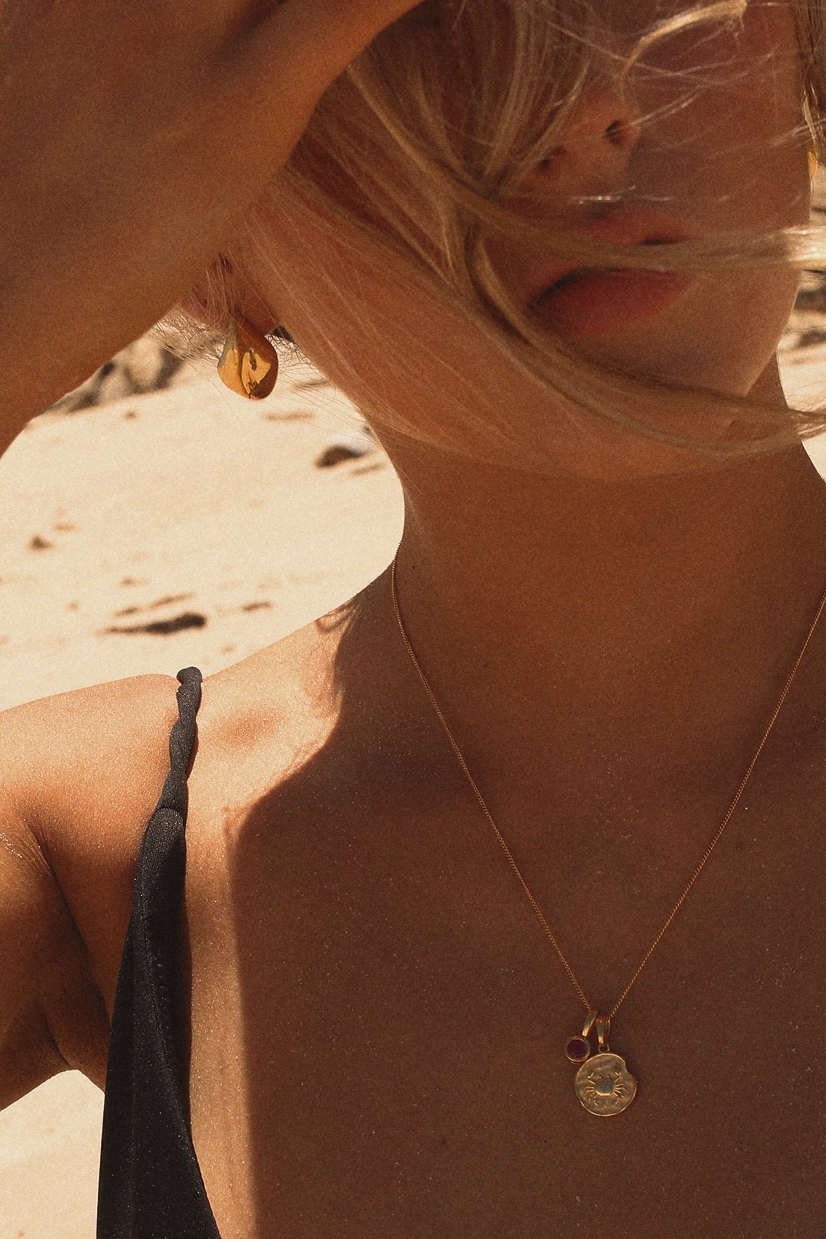 Cancer Coin Necklace With Your Birthstone Gold