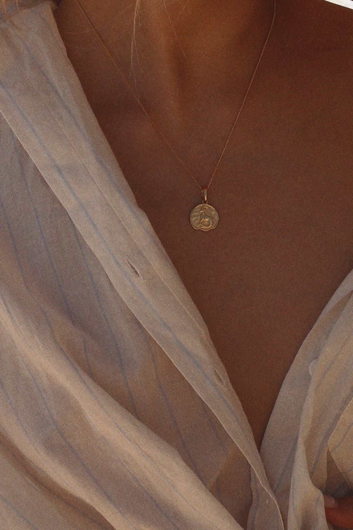 Capricorn Coin Necklace Gold