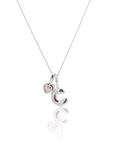 Initial Necklace Bubble With Your Birthstone Silver A-Z