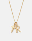 The Cross Initial Necklace A - Z Gold