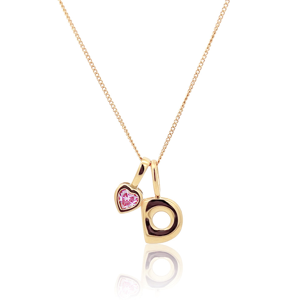 Initial Necklace Bubble With Your Birthstone A-Z