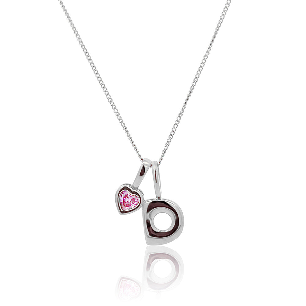 Initial Necklace Bubble With Your Birthstone Silver A-Z
