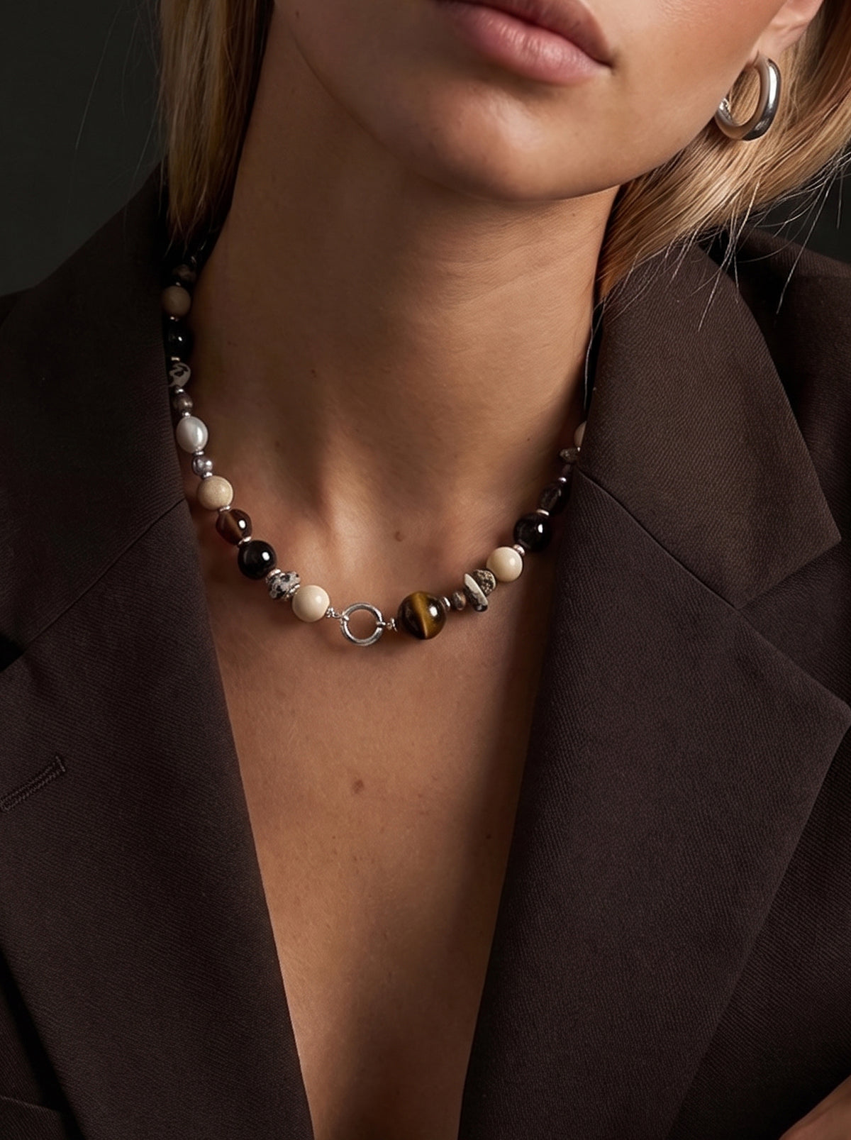 Drift Stone Necklace Silver