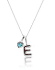 Initial Necklace Bubble With Your Birthstone Silver A-Z
