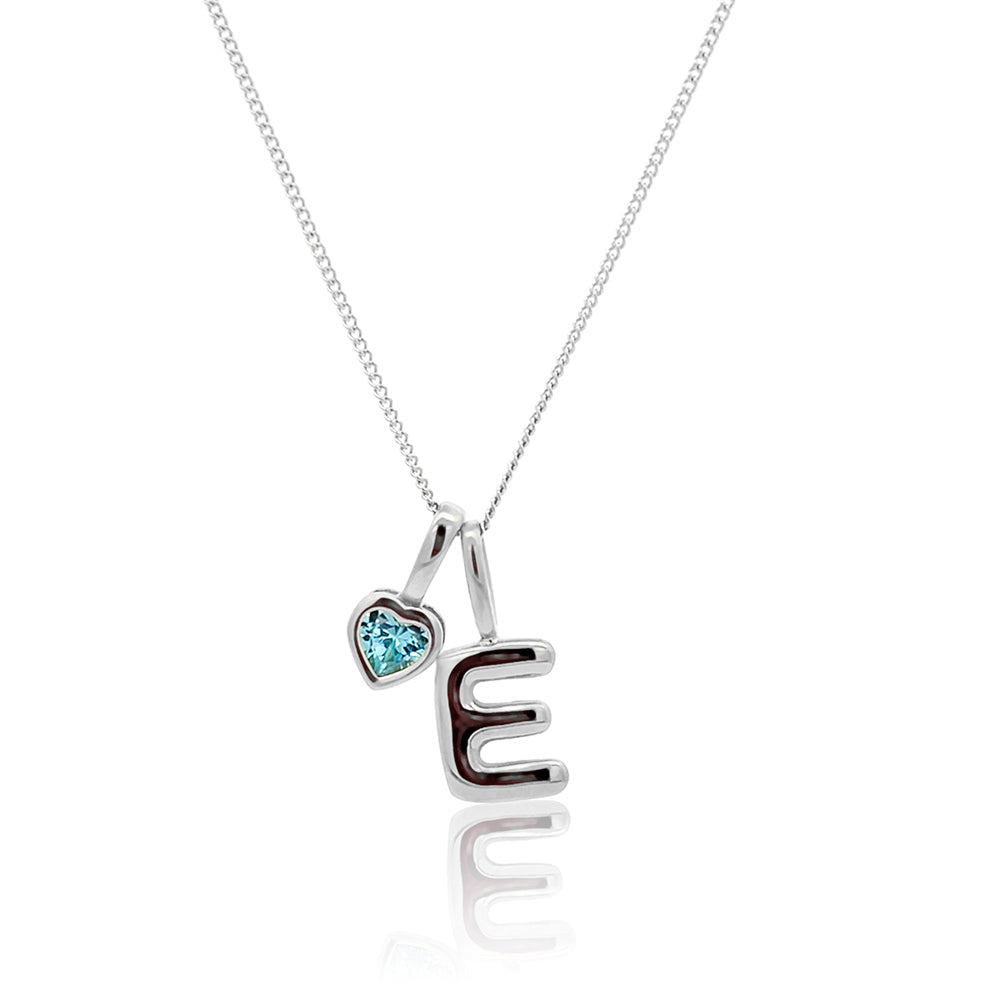 Initial Necklace Bubble With Your Birthstone Silver A-Z