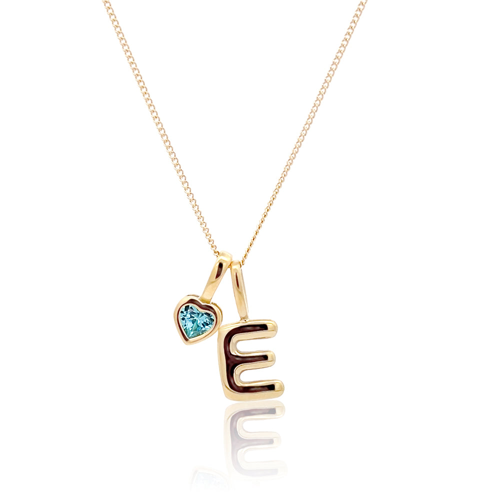 Initial Necklace Bubble With Your Birthstone A-Z