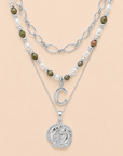 The Epidote Initial & Zodiac Stack Silver