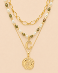 The Epidote Initial & Zodiac Stack Gold