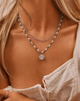 Epidote & Pearl Zodiac Coin Necklace Silver