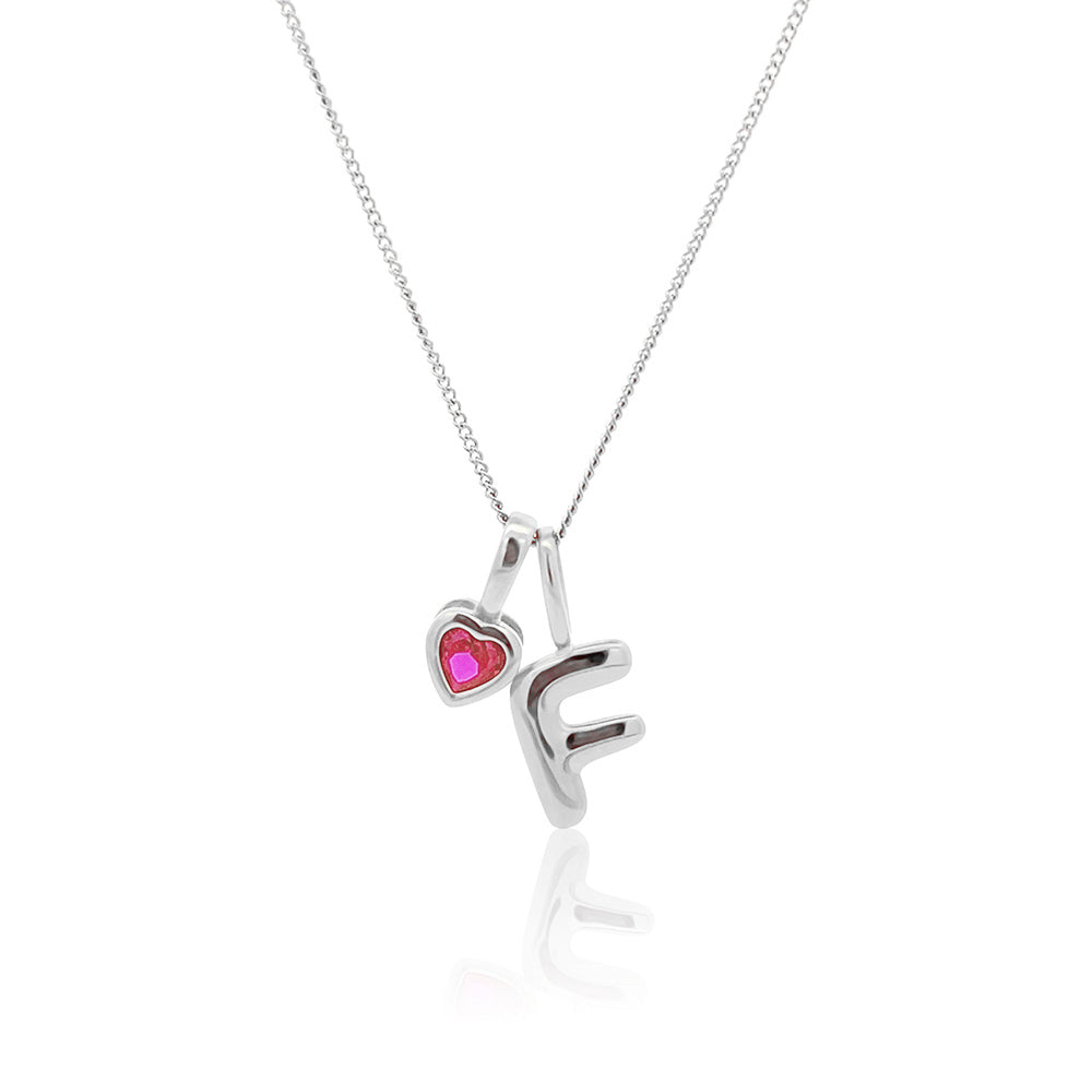 Initial Necklace Bubble With Your Birthstone Silver A-Z