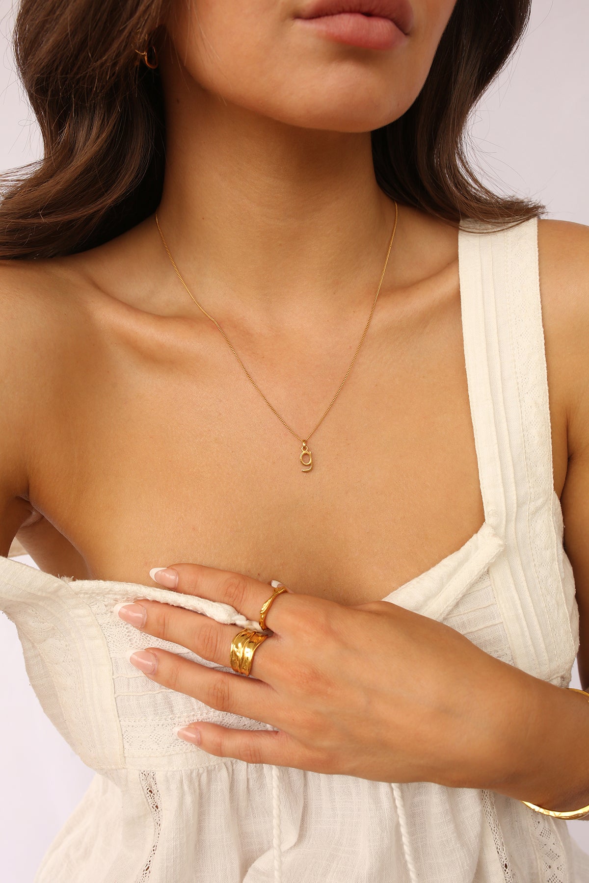 Initial Necklace Lower Case Gold A-Z