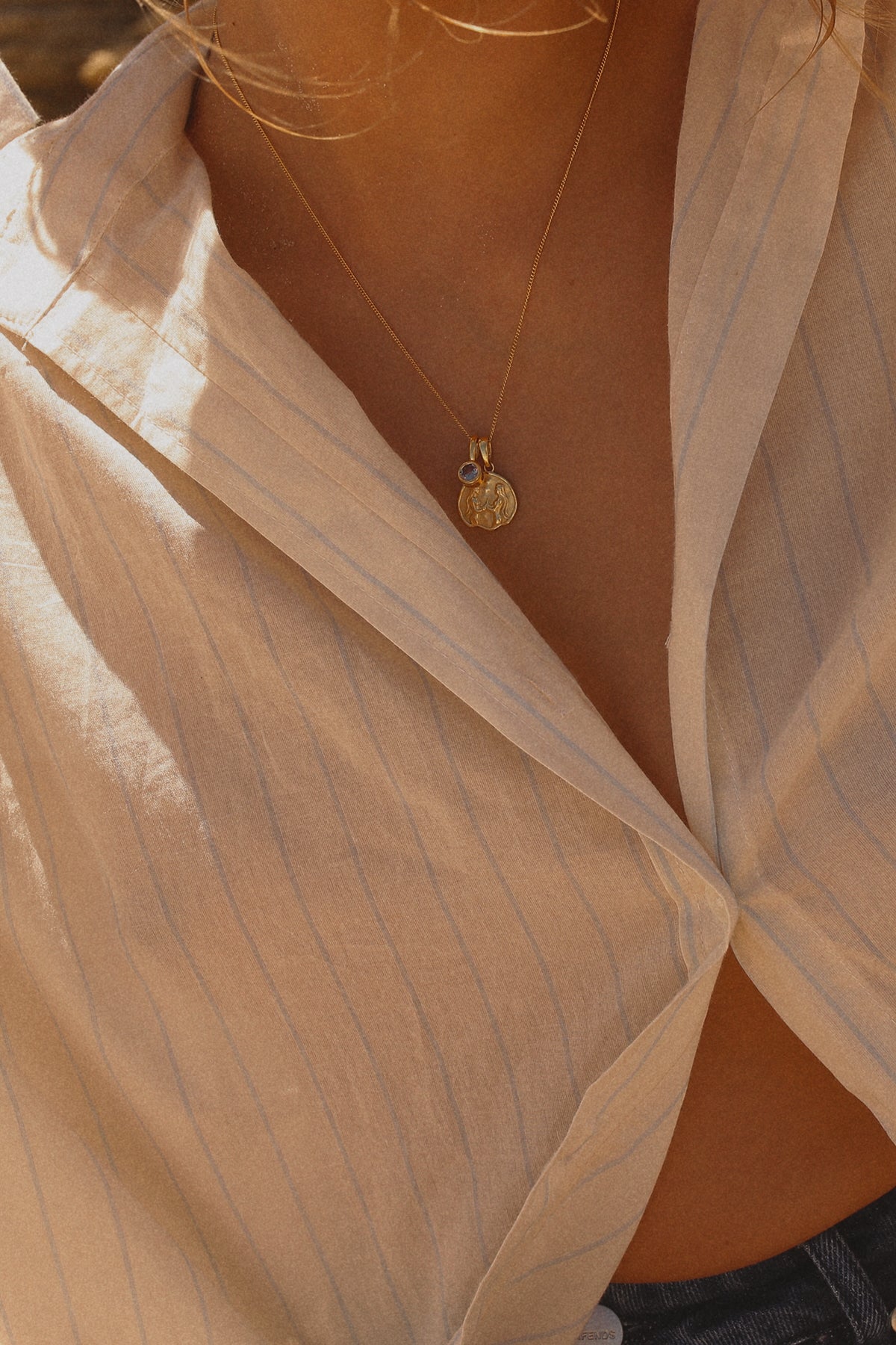 Gemini Coin Necklace With Your Birthstone Gold