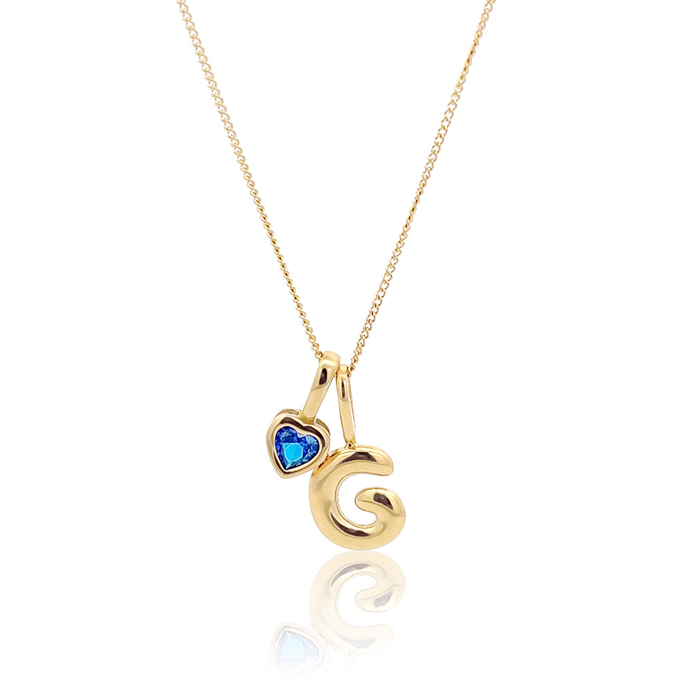 Initial Necklace Bubble With Your Birthstone A-Z