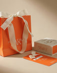 Beautifully Wrapped and ready to Gift in our Signature Gift Bag, Card, and Jewellery Box.
