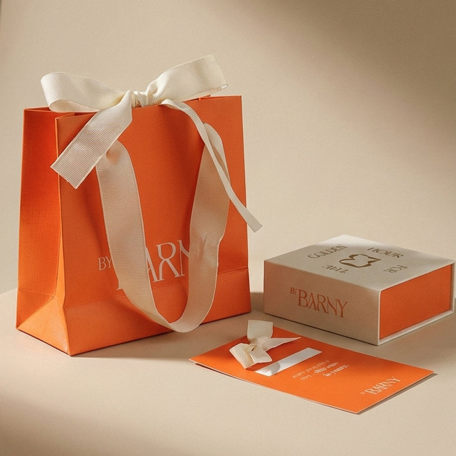 Beautifully Wrapped and ready to Gift in our Signature Gift Bag, Card, and Jewellery Box.
