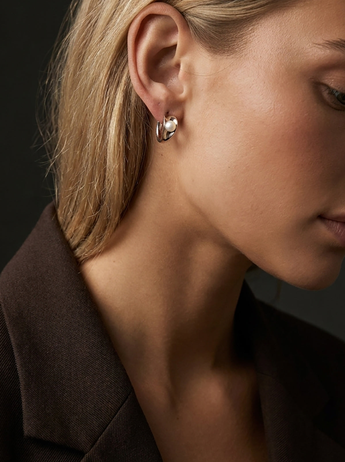 Hazel Pearl Earrings Silver