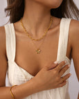 Initial Bubble Necklace - Two Birthstones Gold
