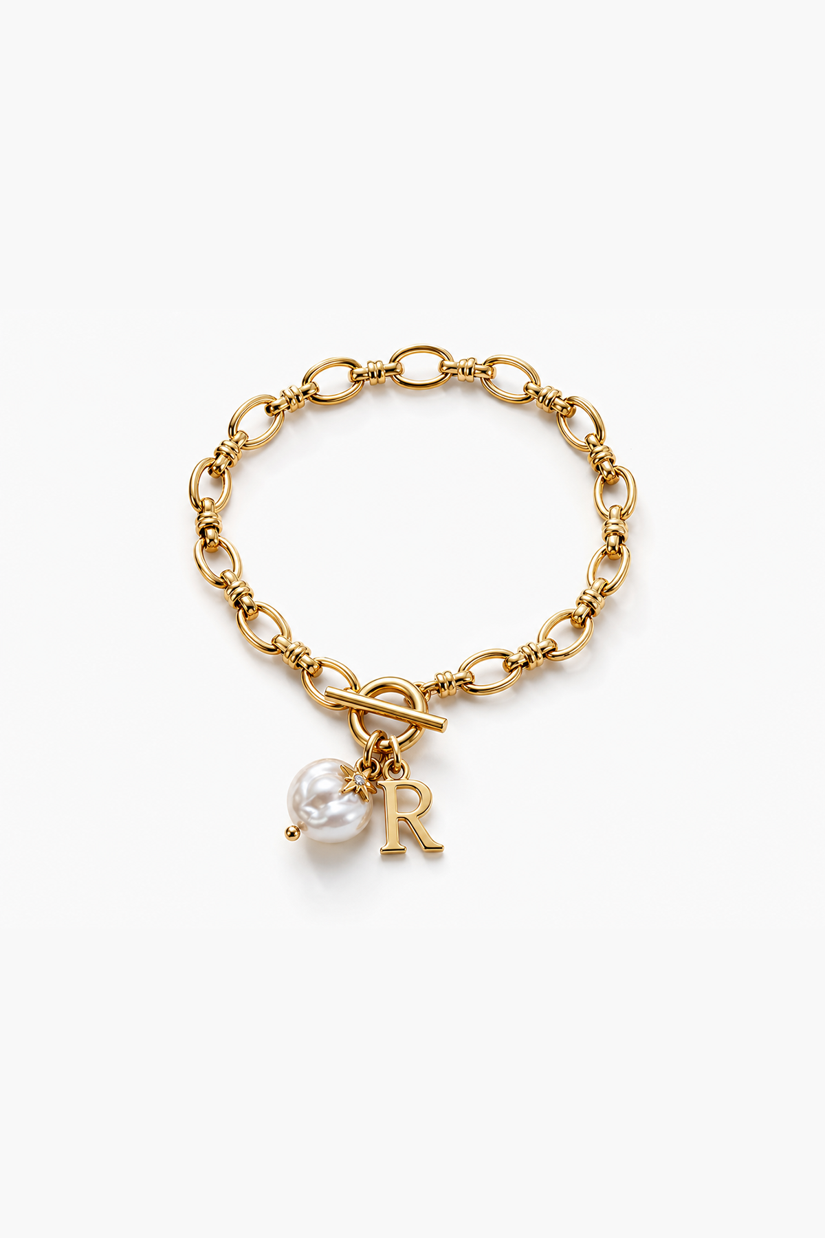 Jessa Initial Latch &amp; Lock Bracelet Gold