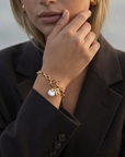 Jessa Initial Latch & Lock Bracelet Gold