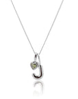 Initial Necklace Bubble With Your Birthstone Silver A-Z