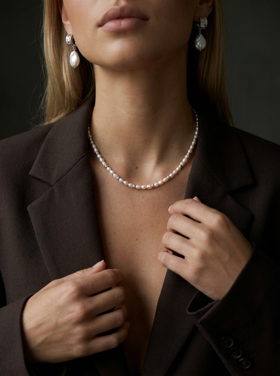 Koa Pearl Necklace Silver