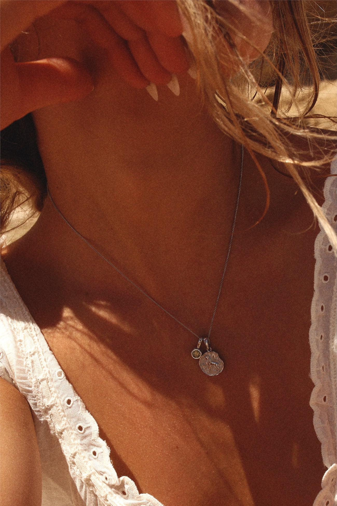 Leo Coin Necklace With Your Birthstone Silver