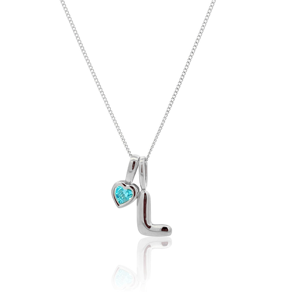 Initial Necklace Bubble With Your Birthstone Silver A-Z