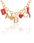 The Caitlin 3 Initial Charm Necklace Gold
