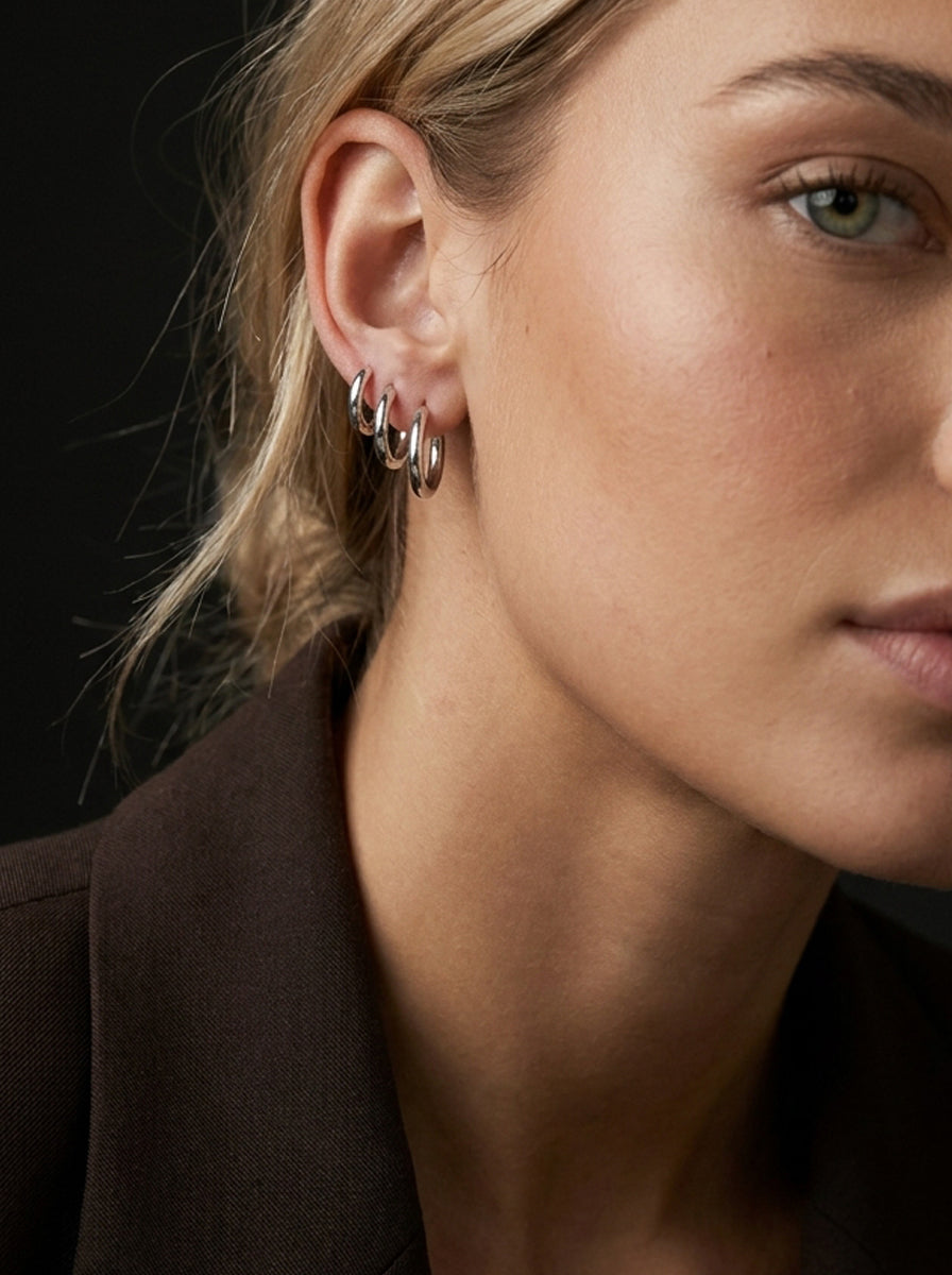Mila Huggie Earrings Silver