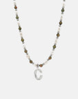 Epidote & Pearl Initial Necklace Silver *PRE-ORDER EXPECTED SHIP DATE 01.11.26*