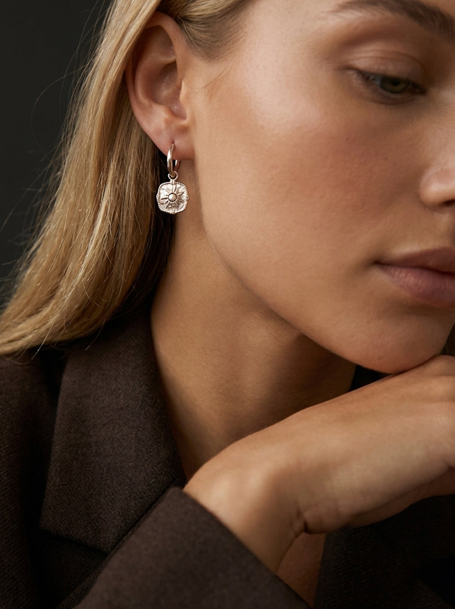 Olive Pearl Earrings Silver