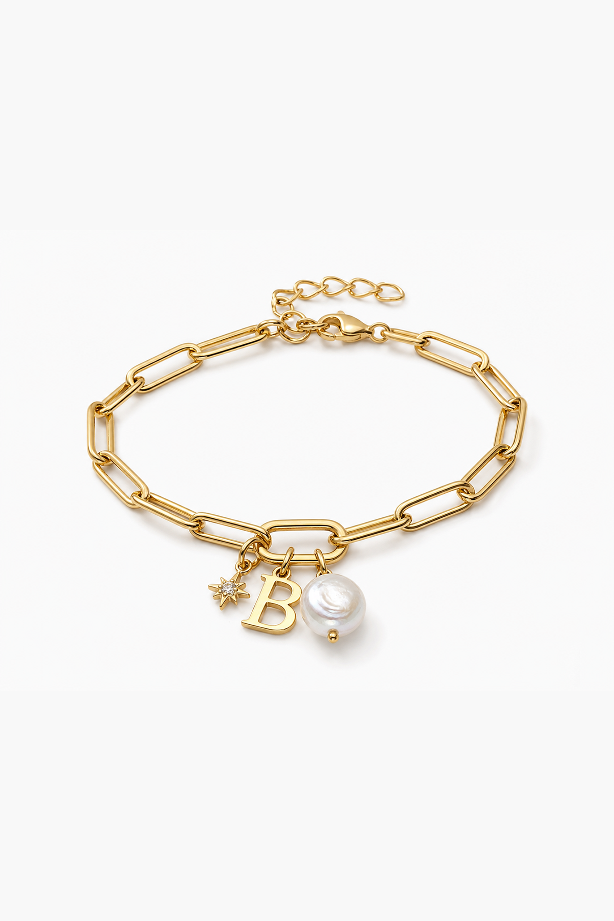 Olivia Initial Latch &amp; Lock Bracelet Gold