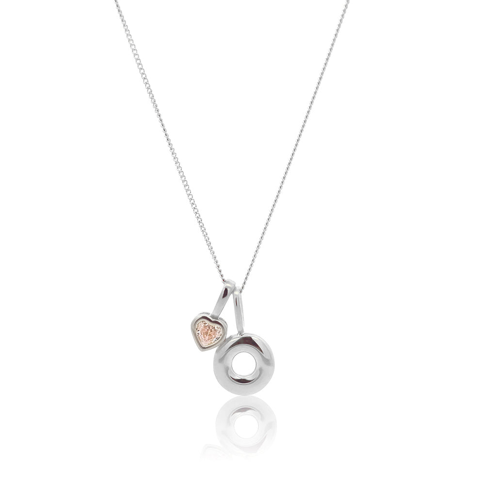 Initial Necklace Bubble With Your Birthstone Silver A-Z