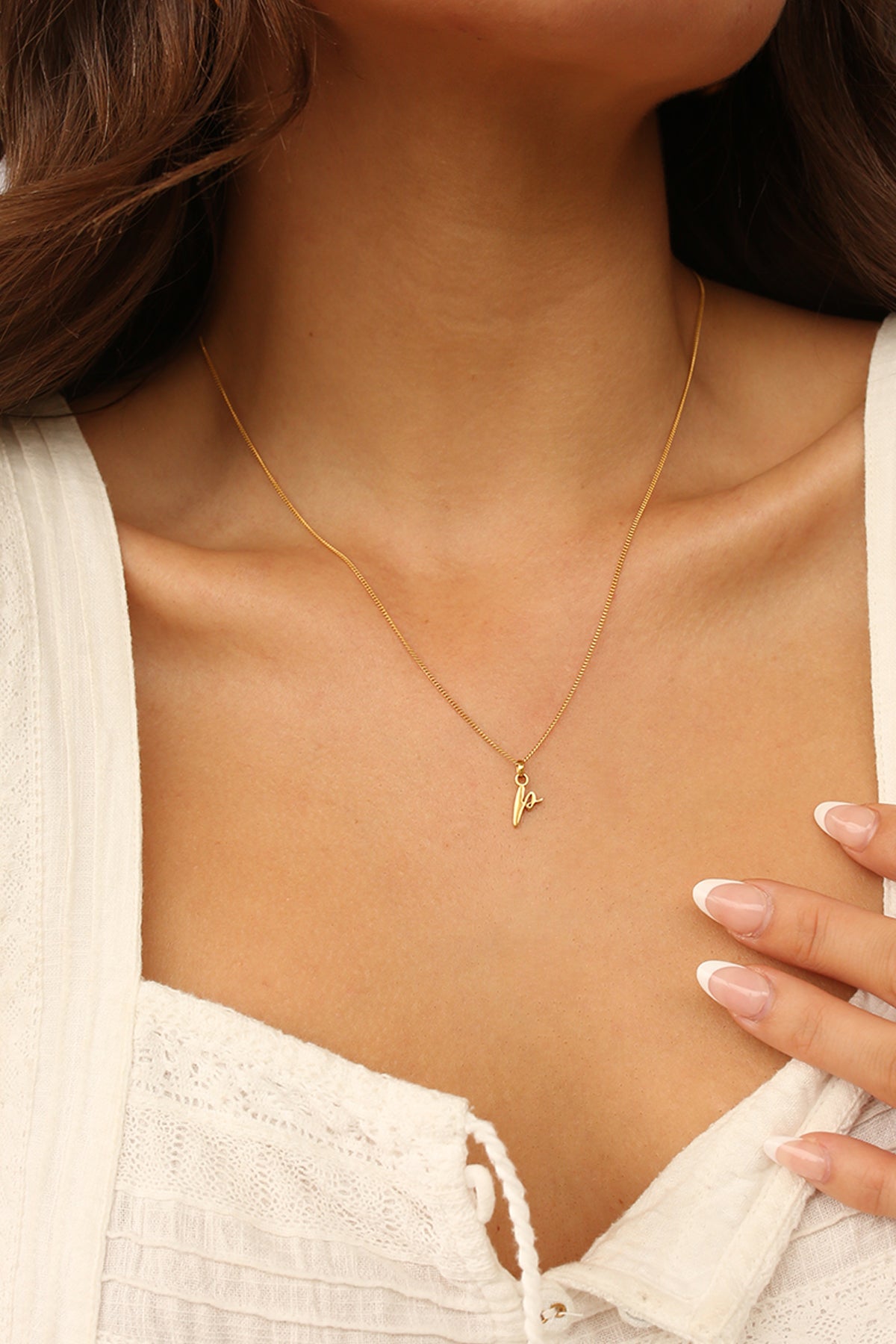 Initial Necklace Cursive Gold A-Z