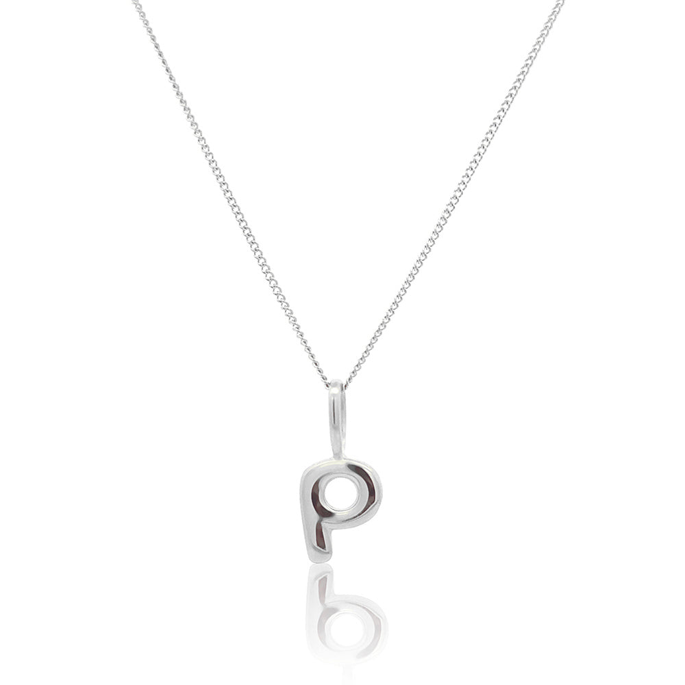 Initial Necklace Bubble Silver