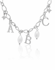 The Paige 3 Initial Charm Necklace Silver