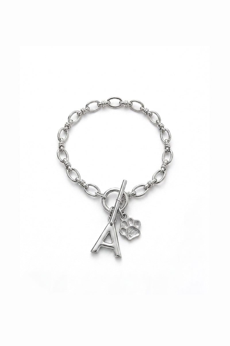 The Paw &amp; Initial Latch Bracelet Gold | Silver