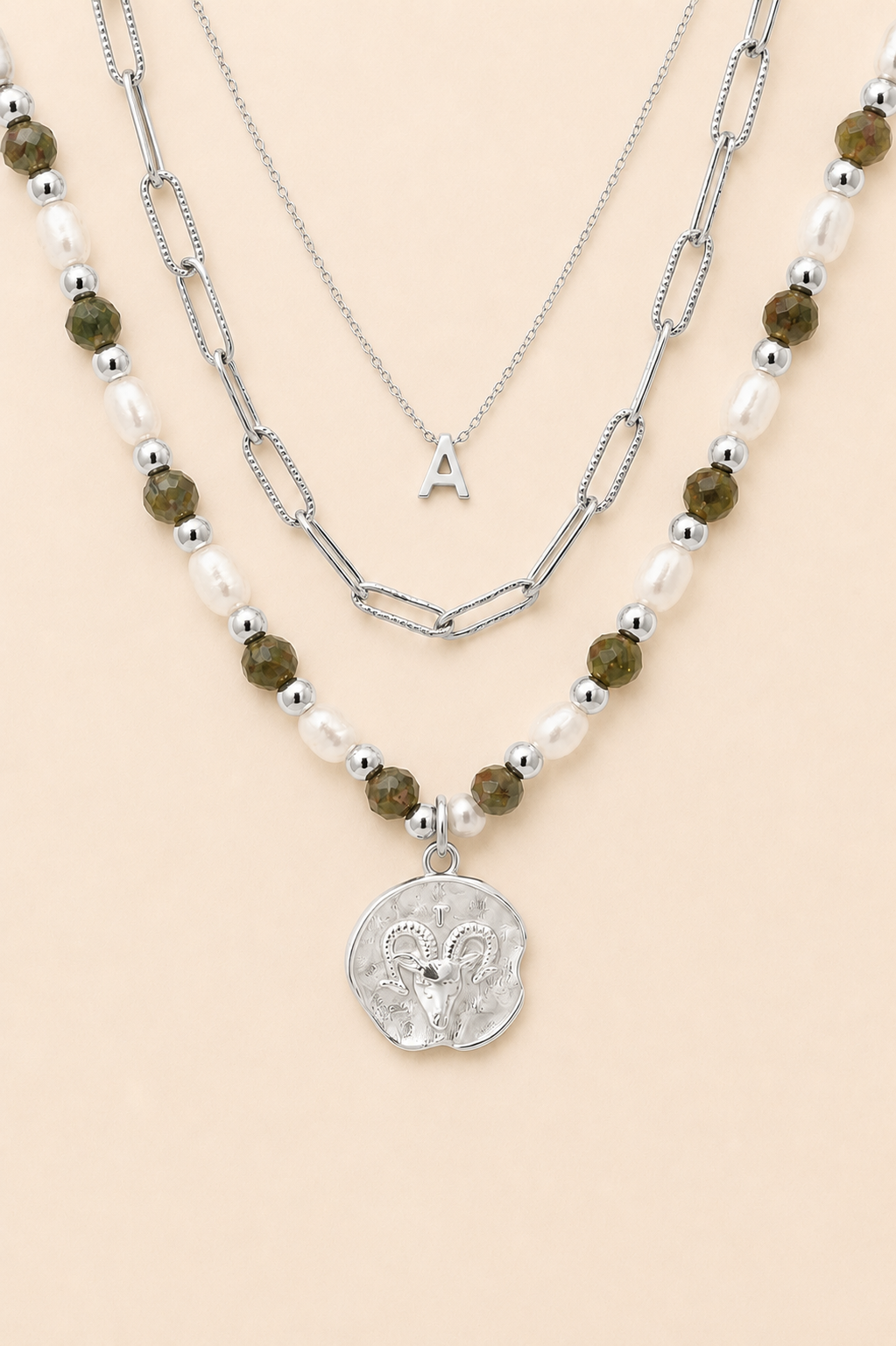 Petite &amp; Epidote Zodiac Stack Silver