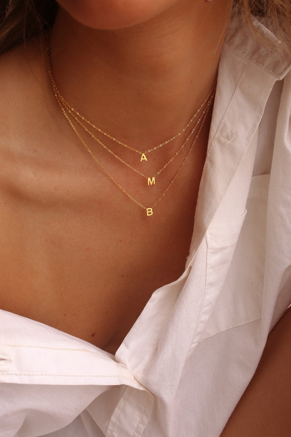 Petite Initial Choker Necklace Gold A-Z