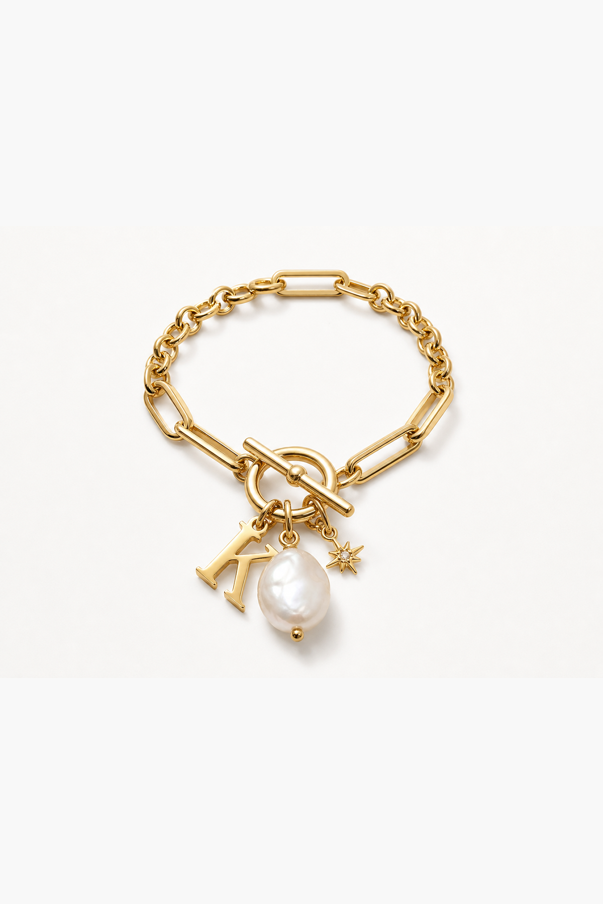 Pippa Initial Latch &amp; Lock Bracelet Gold