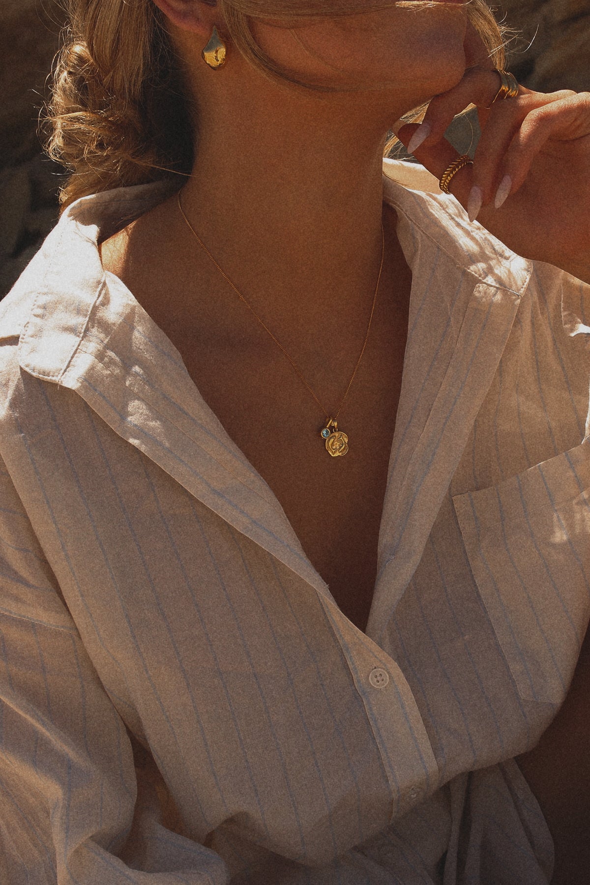 Pisces Coin Necklace With Your Birthstone Gold