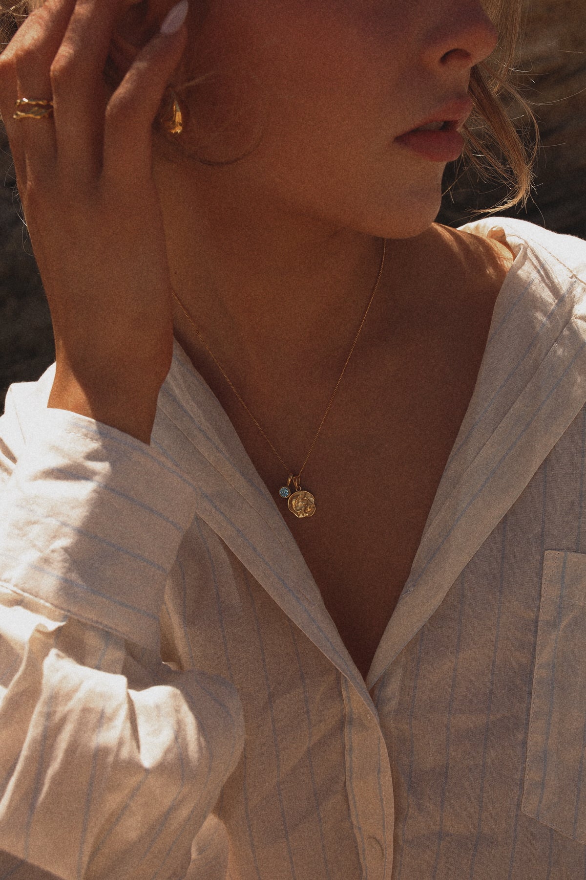 Pisces Coin Necklace With Your Birthstone Gold