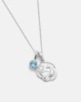 Pisces Coin Necklace With Your Birthstone Silver