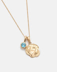 Pisces Coin Necklace With Your Birthstone Gold