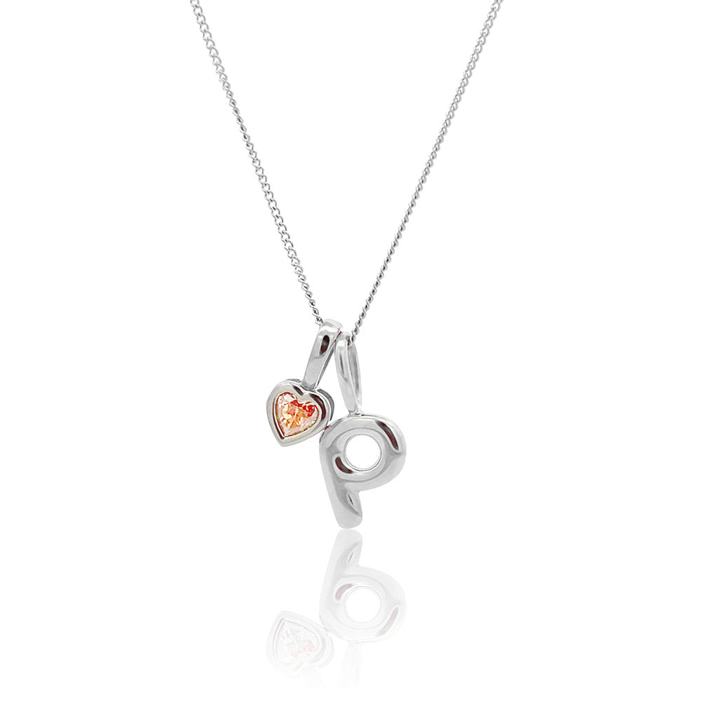 Initial Necklace Bubble With Your Birthstone Silver A-Z