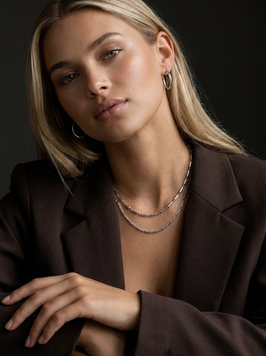 Rory &amp; Petite Figaro Necklace Stack Silver