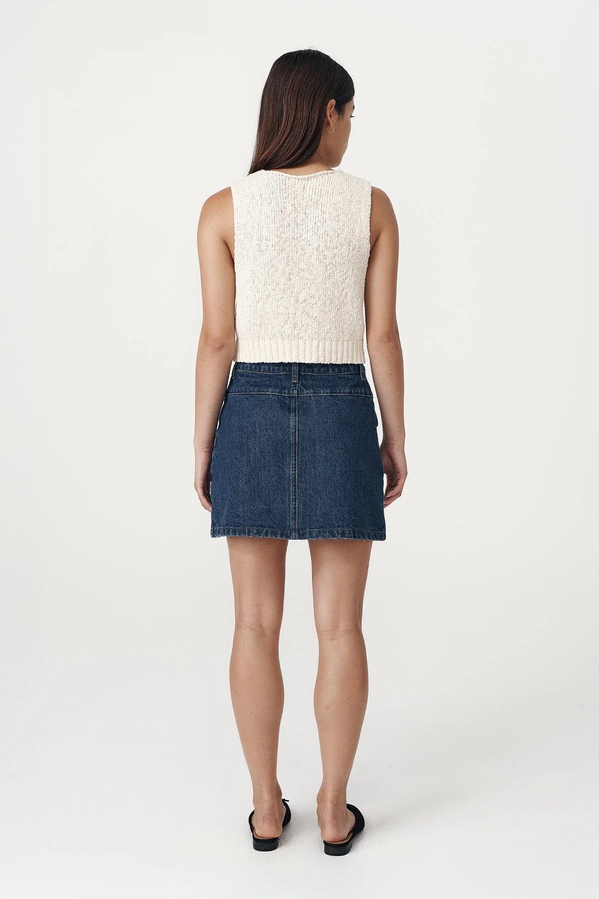 Alfred Zip Mini Skirt Washed Indigo