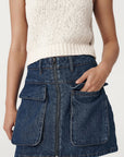 Alfred Zip Mini Skirt Washed Indigo